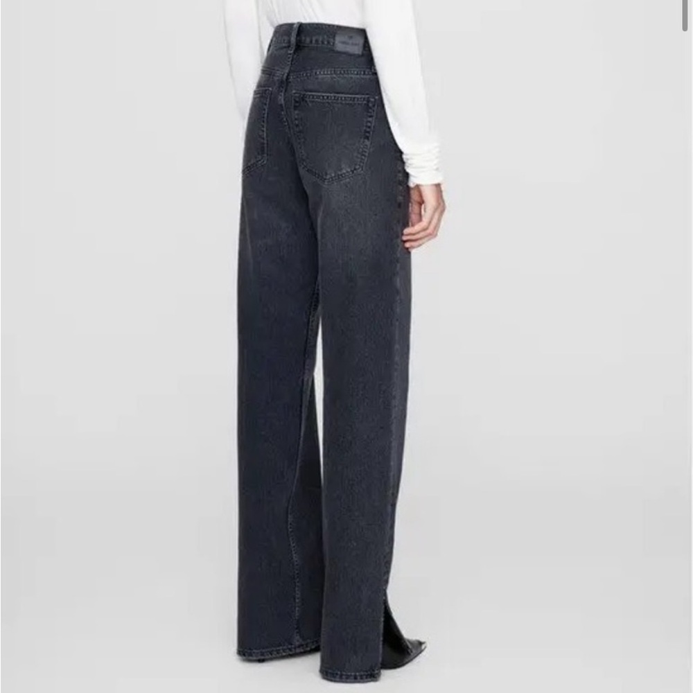 Anine Bing Roy Split Hem Jeans in Shadow Grey size 28